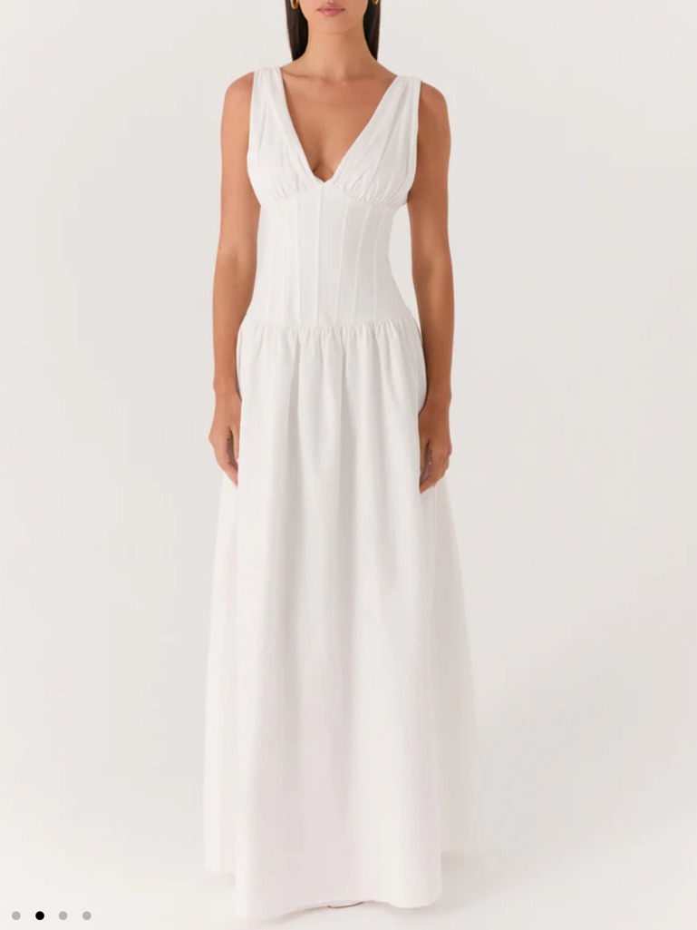 Brand New White Cotton Corset Maxi Dress